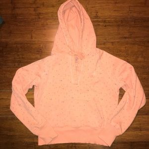 cropped light orange hoodie with little flowers